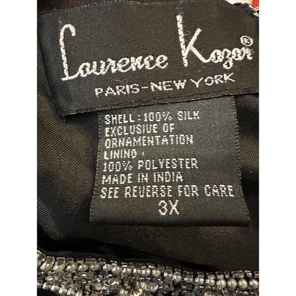 *Flawed* Vintage Laurence Kazar Silk Beaded Embellished Top Black Plus Size 3X - Picture 6 of 12